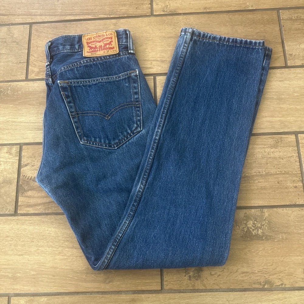 Levi's 505 Jeans Mens 31x34 Blue Excellent Regular Fit Straight Leg Denim